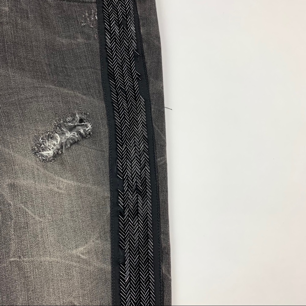Free People Black Distressed Beaded Jeans Sz 26 - Picture 8 of 14